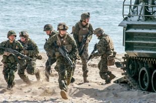 United States Marines take part in an annual KOR-USA combine military drill near Yeongil Bay in Pohang, South Korea on August 12, 2021. North Korea's top envoy in Russia has called for the U.S. troops' withdrawal from South Korea and called the allies' joint military exercise a ''war rehearsal,'' a Russian news agency said Thursday. (Photo by Seung-il Ryu/NurPhoto via Getty Images)