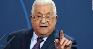Mahmoud Abbas, president of the Palestinian Authority, answers questions from journalists at a news conference in Berlin, Germany on August 16.