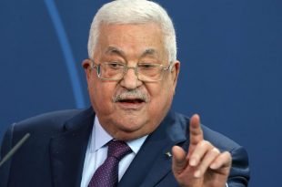 Mahmoud Abbas, president of the Palestinian Authority, answers questions from journalists at a news conference in Berlin, Germany on August 16.