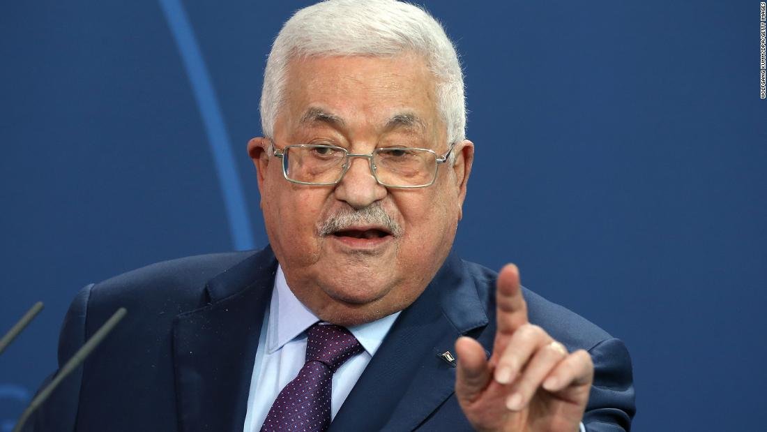 Mahmoud Abbas, president of the Palestinian Authority, answers questions from journalists at a news conference in Berlin, Germany on August 16.