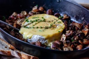baked brie with garlic butter mushrooms